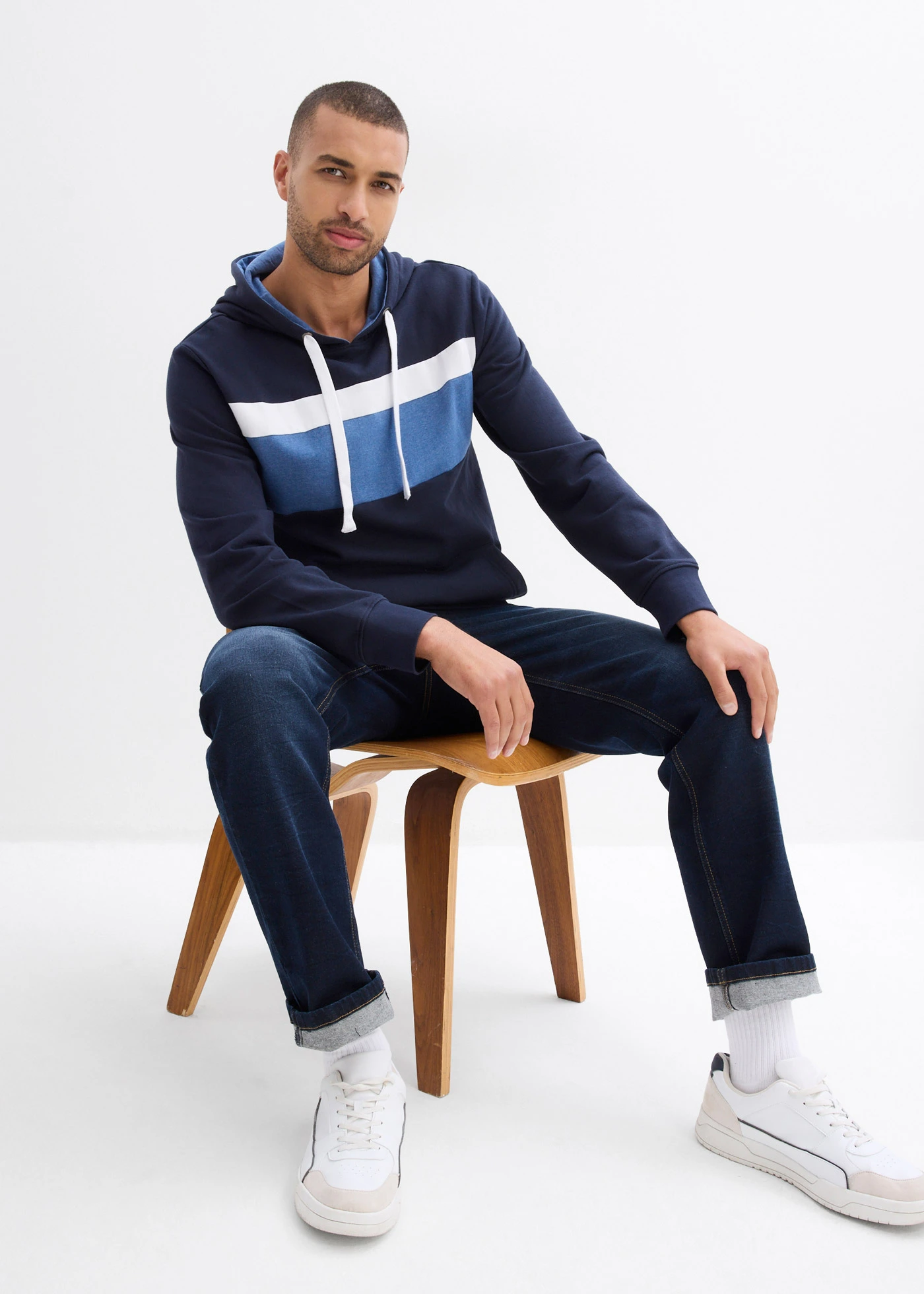 Hoodie • donkerblauw gestreept • bonprix online shop