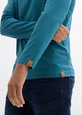 Henley shirt van biologisch katoen (set van 2), lange mouw • pepergroen+donkerblauw • bonprix online shop