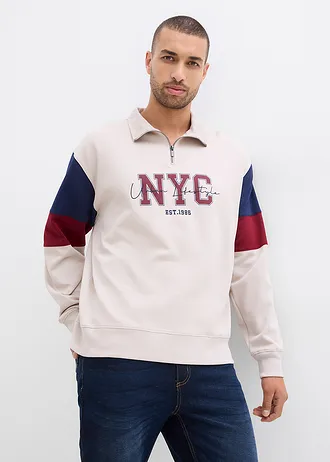 Sweater van biologisch katoen, loose fit, Kleur: steengrijs