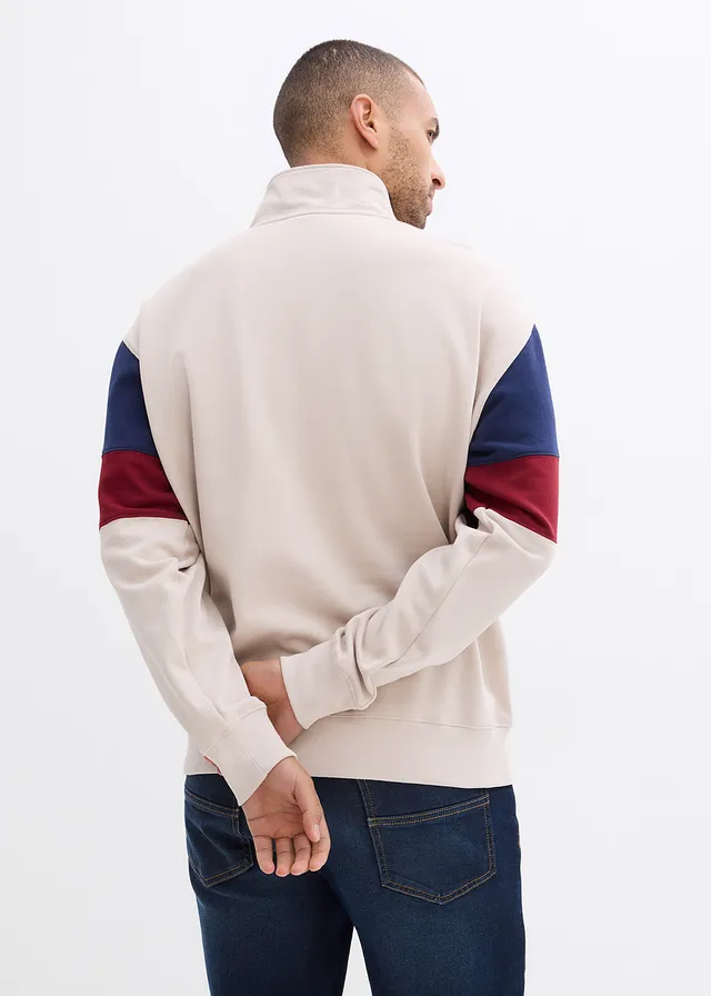 Sweater van biologisch katoen, loose fit, Kleur: steengrijs met print