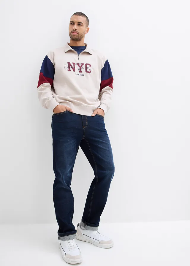 Sweat loose 100% coton, Couleur: gris pierre imprimé