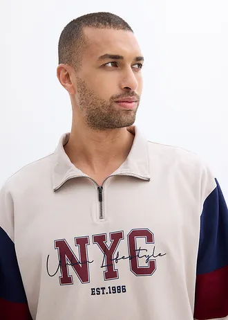 Sweat loose 100% coton • gris pierre imprimé • Boutique bonprix