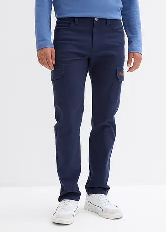 Strečové kalhoty Slim Fit, s cargo kapsami, Straight • tmavě modrá • bonprix obchod