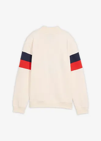 Sweat-shirt 100% coton, Couleur: blanc nacré-rouge-bleu foncé imprimé