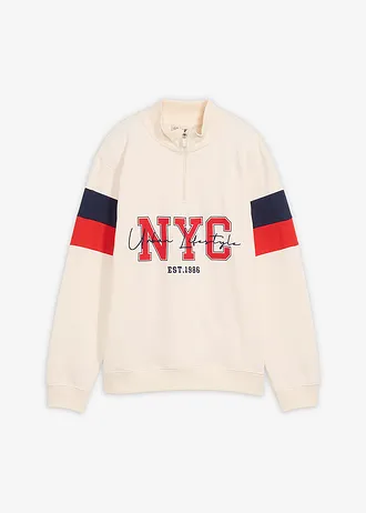 Sweater van biologisch katoen, Kleur: parelwit-aardbeirood-donkerblauw