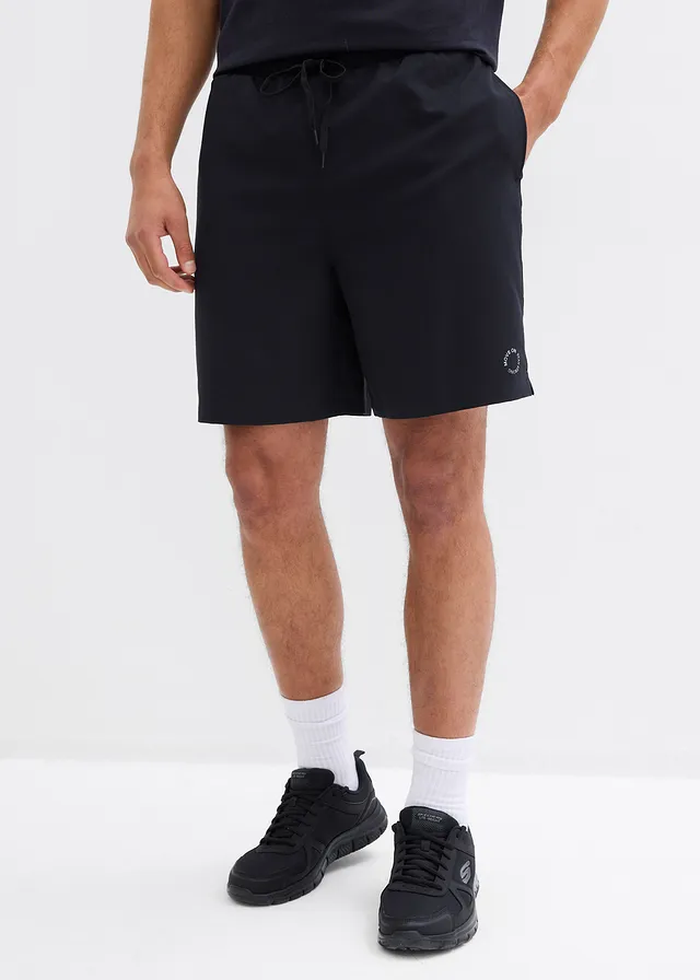 Short de sport homme en matière légère, Couleur: noir