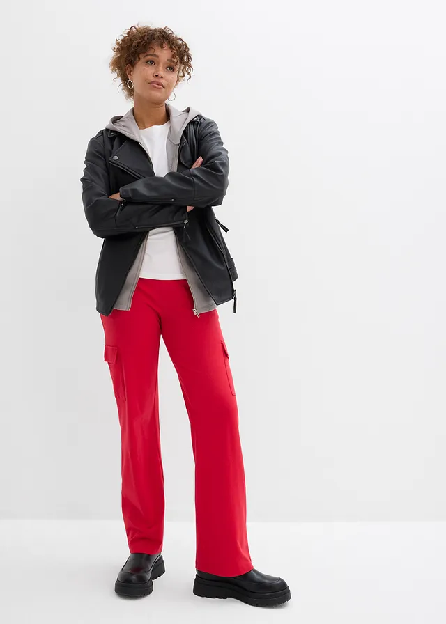 Joggingbroek van een elastische katoenmix rood