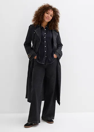 Blouse van viscose, Kleur: zwart/wolwit