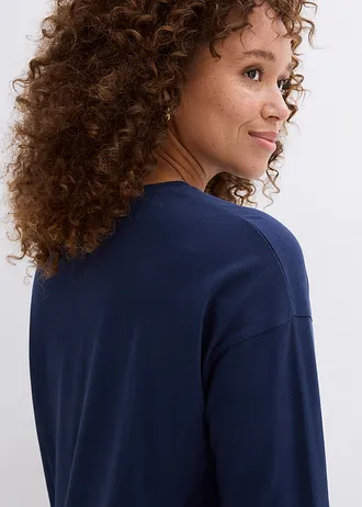 Shirt met blouse-inzet • donkerblauw-wolwit • bonprix online shop