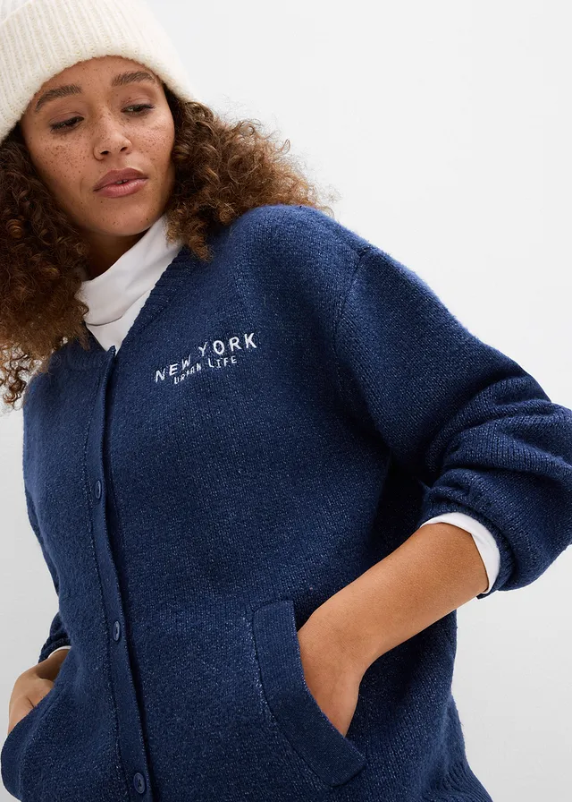 Gilet en maille oversize • bleu foncé   blanc • product-page.page-title-suffix