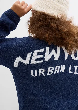 Oversize pletený kabátek • tmavě modro-bílá • bonprix obchod