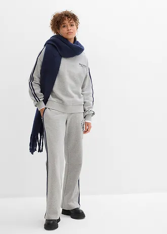 Bluză casual oversize din material moale cu bumbac • gri deschis melanj - bleumarin cu imprimeu • magazin bonprix