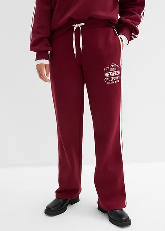 Sweatpants in een zachte katoenmix, Kleur: esdoornrood-wit