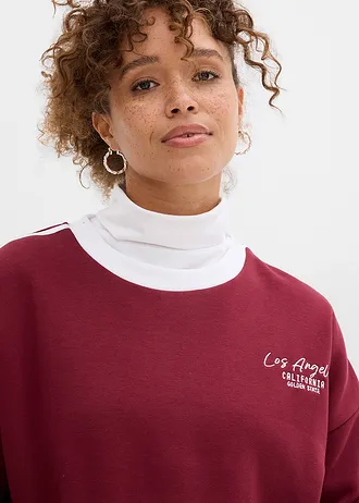 Oversized sweatshirt van een zachte katoenmix • esdoornrood-wit • bonprix online shop