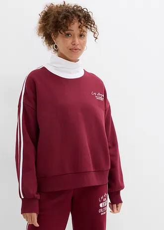 Bluză casual oversize din material moale cu bumbac • roșu-arțar - alb, cu imprimeu • magazin bonprix