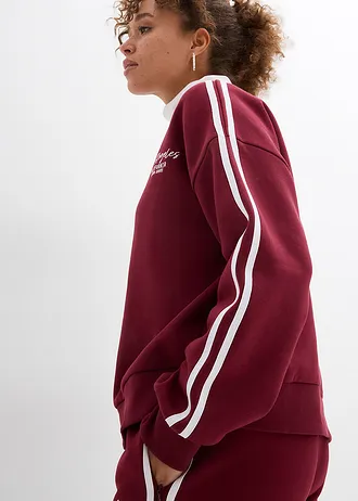 Bluza oversize z miękkiej mieszanki bawełny • czerwony klonowy - biały z nadrukiem • sklep bonprix