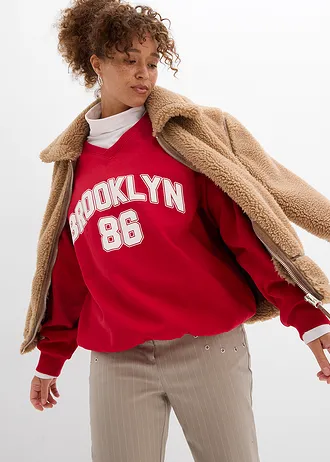 Sweat-shirt oversize et doux • rouge-blanc imprimé • Boutique bonprix