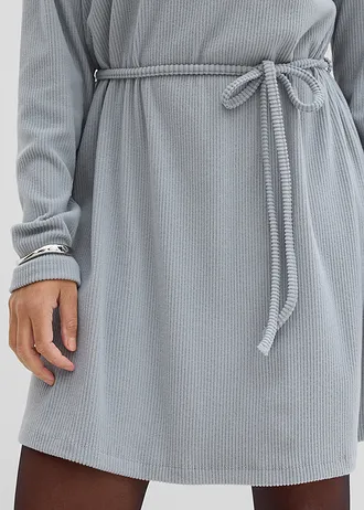 Mini jurk van geribd materiaal • grijs/wit • bonprix online shop