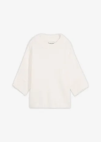 Boxy trui in een zachte viscosemix, Kleur: wolwit