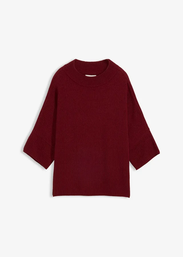Boxy trui in een zachte viscosemix, Kleur: robijnrood