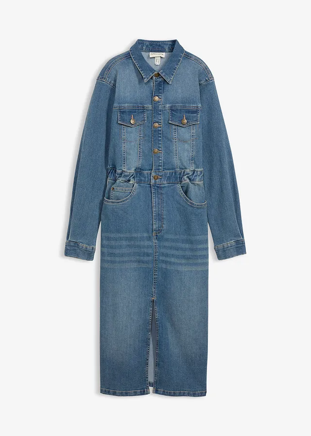 Spijkerjurk met biologisch katoen, Kleur: middelblauw denim used