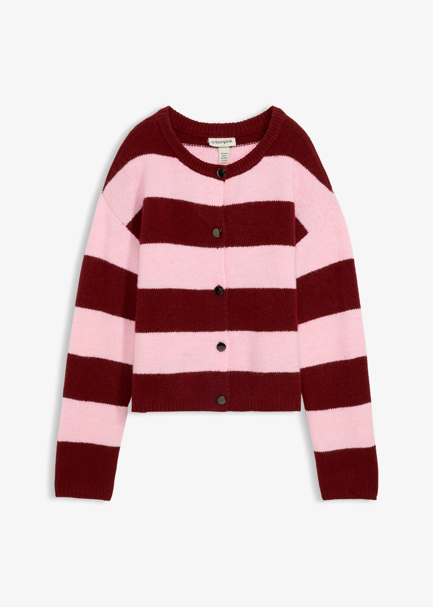 Cienki sweter w paski • jasnoróżowy kryształowy-czerwony rubinowy w poziome pasy • sklep bonprix
