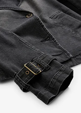 Trench court en denim • noir denim • Boutique bonprix