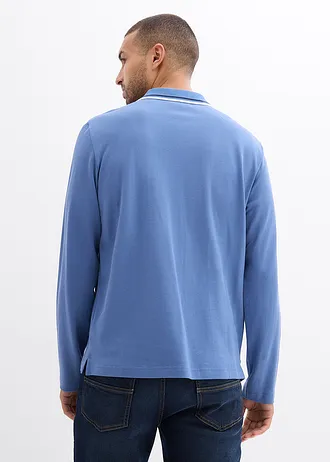 Poloshirt van biologisch katoen (set van 2), Kleur: jeansblauw+donkerblauw