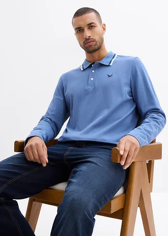 Bluză polo din bumbac organic 100% (set/2 buc.) • albastru jeans+bleumarin • magazin bonprix