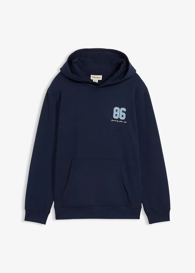 Hanorac cu glugă din bumbac organic 100% cu imprimeu mare pe spate, Loose Fit