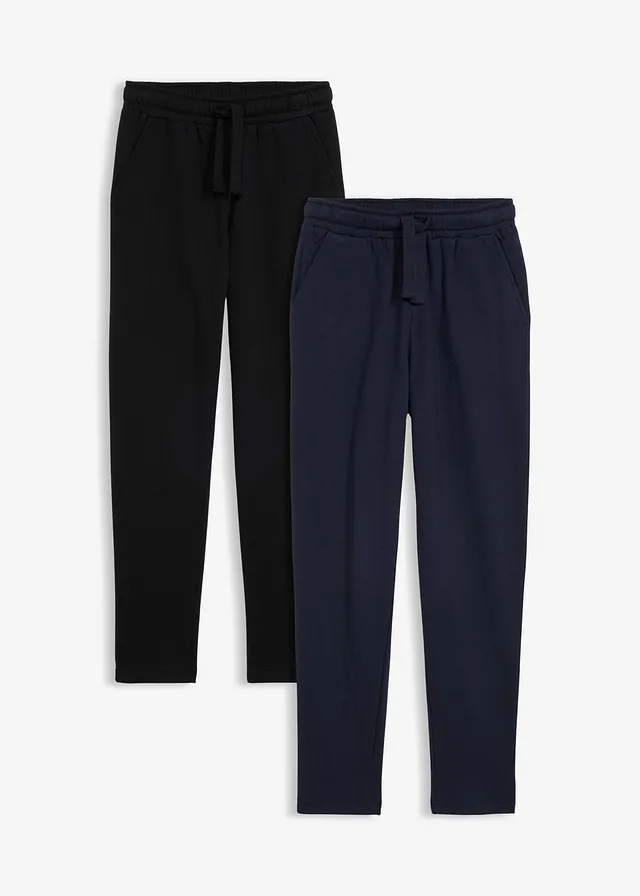 Joggingbroek in een katoenmix (set van 2), Kleur: zwart+donkerblauw