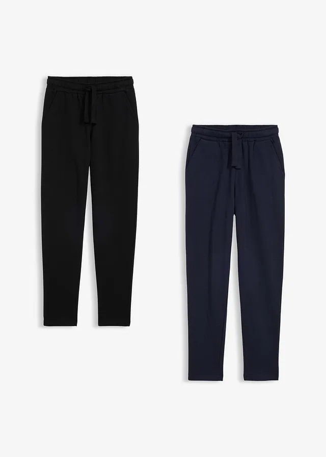 Joggingbroek in een katoenmix (set van 2), Kleur: zwart+donkerblauw
