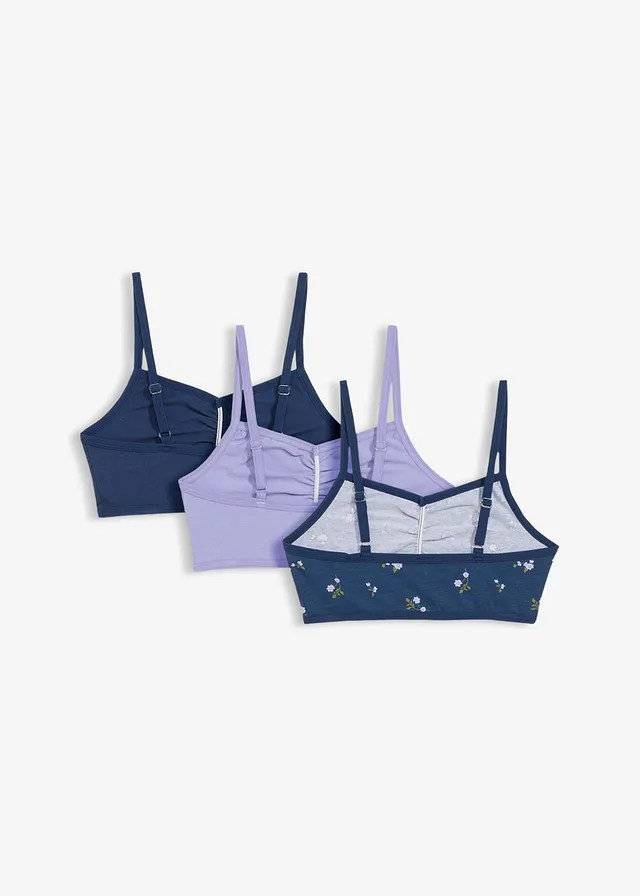 Lot de 3 brassières douces • bleu profond + lavande clair + bleu profond floral • product-page.page-title-suffix