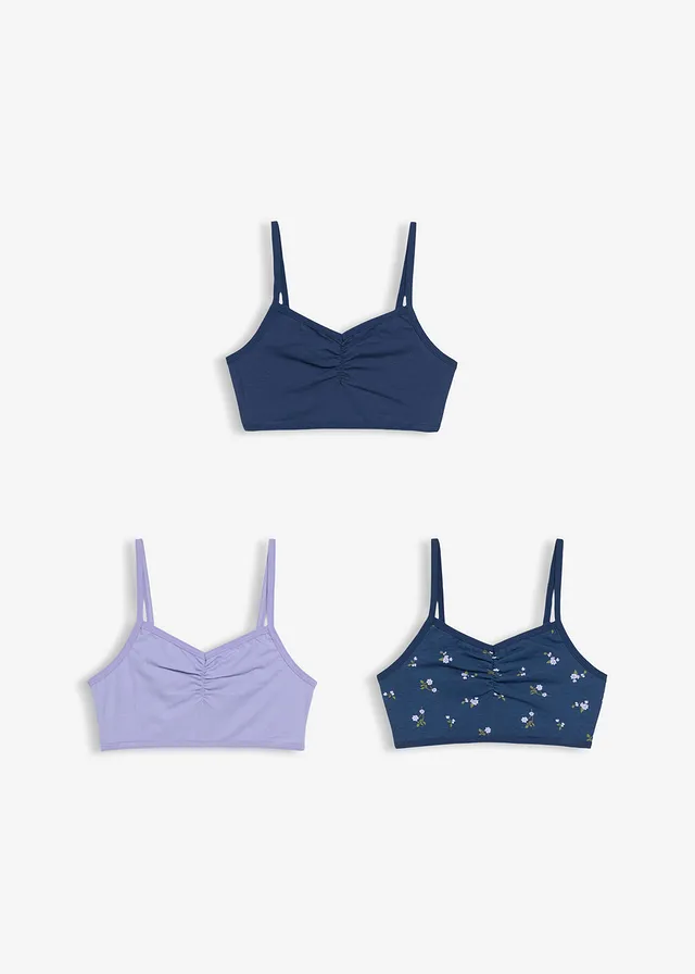 Lot de 3 brassières douces • bleu profond + lavande clair + bleu profond floral • product-page.page-title-suffix