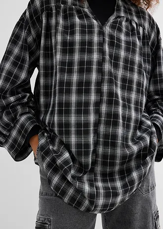 Dlhá blúzka oversize • čierna-biela kárované • obchod bonprix