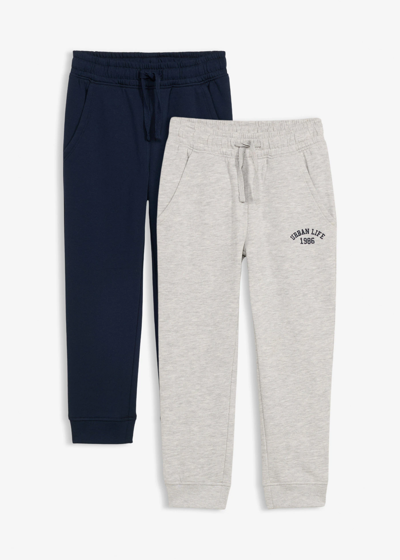 Pantaloni de jogging din amestec moale cu bumbac (set/2 buc.) • bleumarin+gri deschis melanj • magazin bonprix