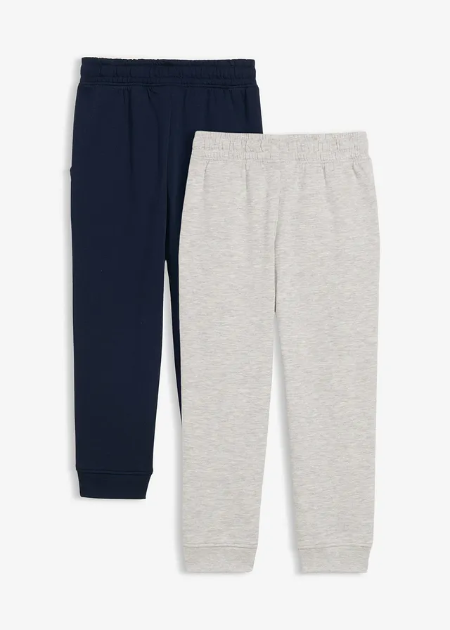 Lot de 2 pantalons de jogging doux en coton mélangé • bleu foncé+gris clair chiné • product-page.page-title-suffix