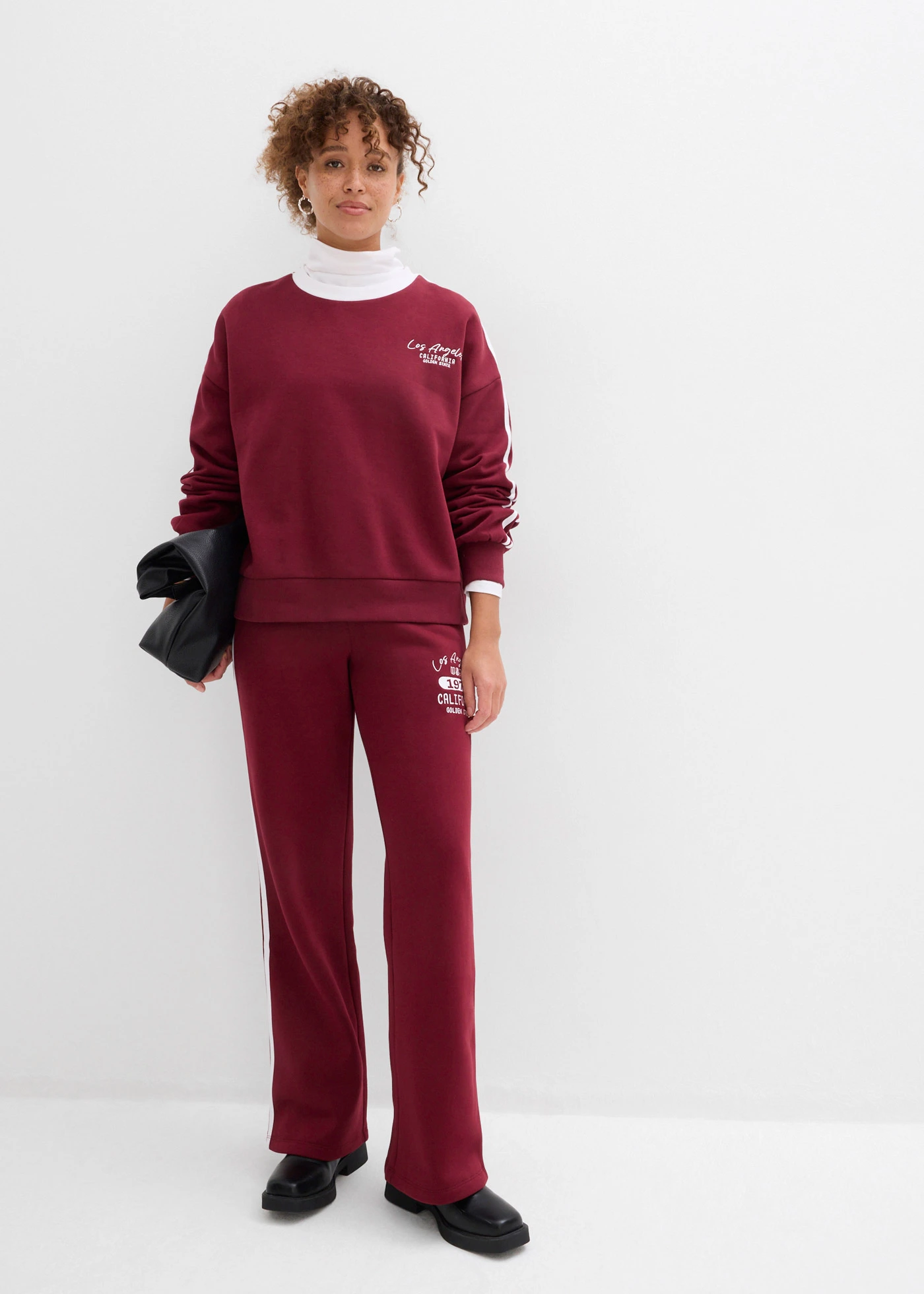 Bluza oversize z miękkiej mieszanki bawełny • czerwony klonowy - biały z nadrukiem • sklep bonprix