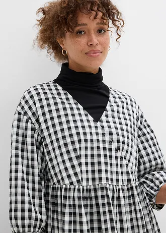 Rochie midi oversized • negru/alb cadrilat • magazin bonprix