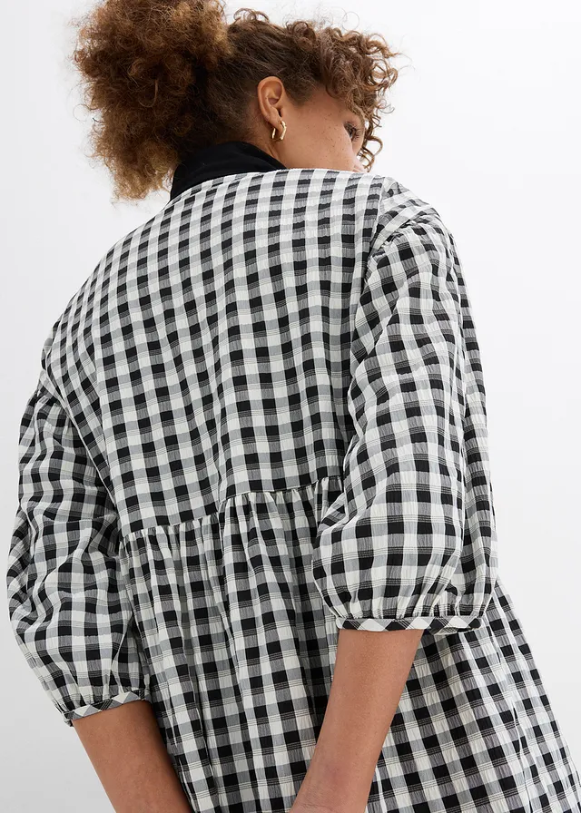 Oversized midi jurk • zwart-wit geruit • product-page.page-title-suffix