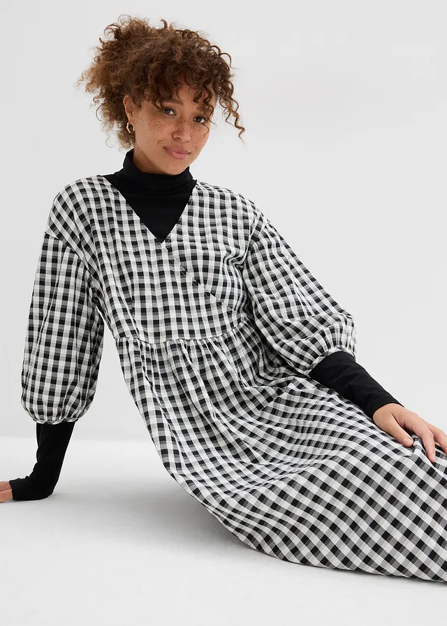 Oversized midi jurk • zwart-wit geruit • product-page.page-title-suffix