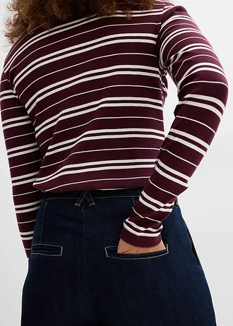 Jean large à taille haute élastiquée • denim bleu foncé • Boutique bonprix