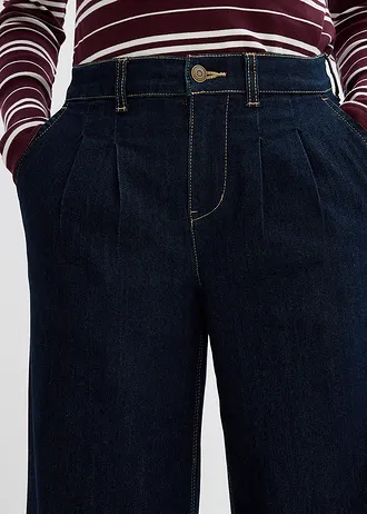 Jean large taille haute élastiquée • denim bleu foncé • Boutique bonprix