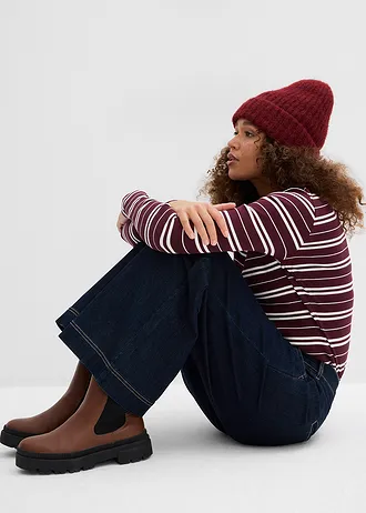 Jean large à taille haute élastiquée • denim bleu foncé • Boutique bonprix