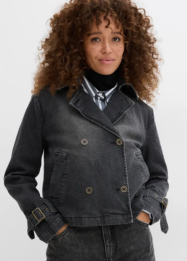 Trench court en denim • noir denim • product-page.page-title-suffix