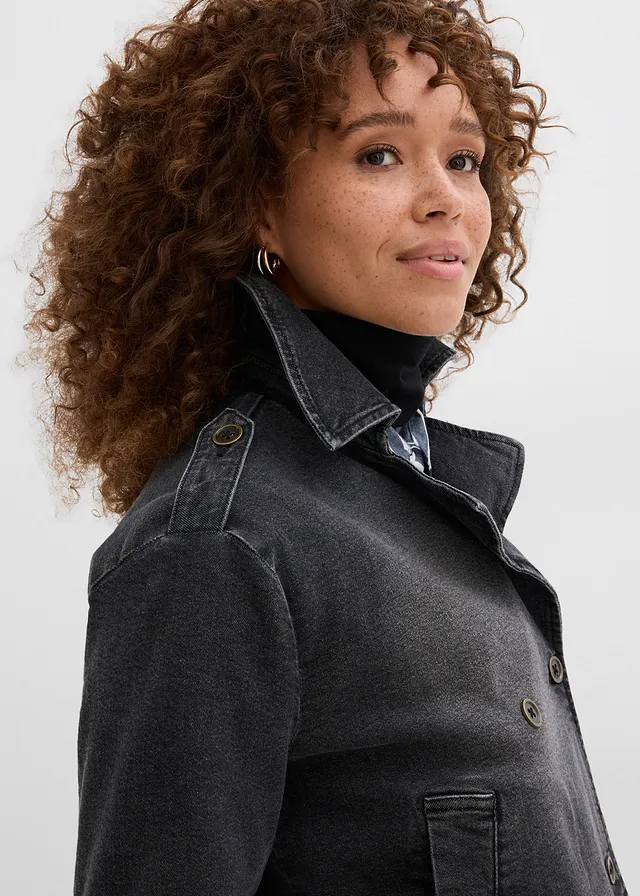 Trench court en denim • noir denim • product-page.page-title-suffix