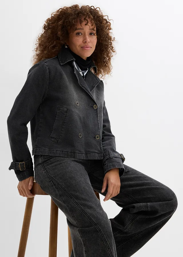 Trench court en denim • noir denim • product-page.page-title-suffix