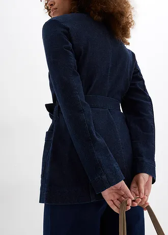 Veste en jean avec ceinture • bleu foncé denim • Boutique bonprix