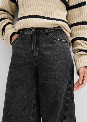 Balónové džínsy, stredná výška pásu • čierna denim used • obchod bonprix