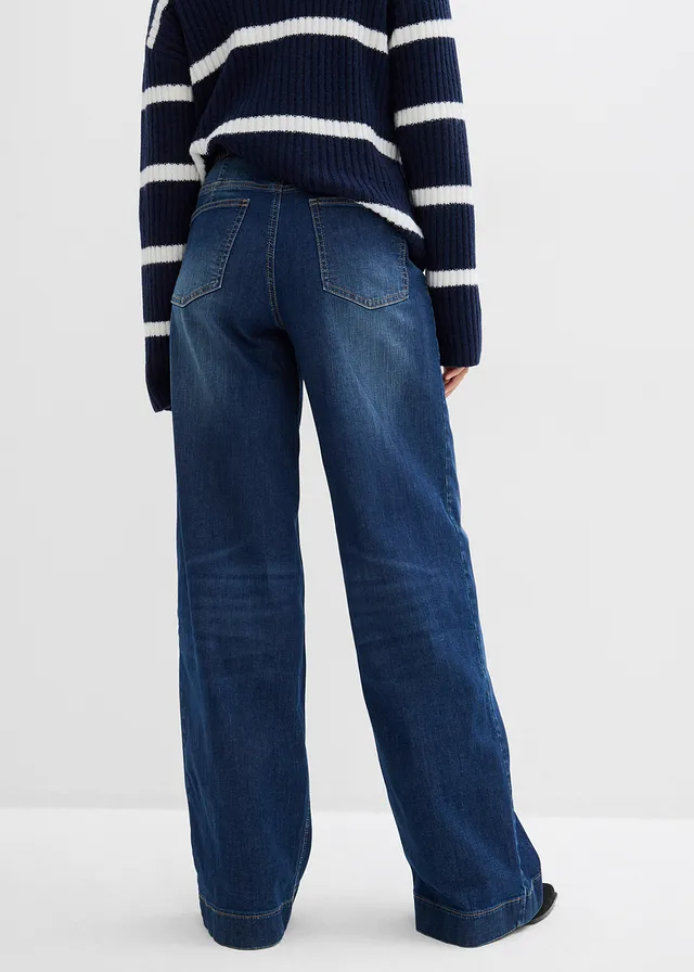 Jean large taille haute élastiquée, long • bleu foncé denim used • product-page.page-title-suffix
